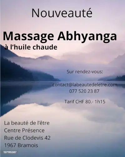 Image de flyer pour une nouveau Massage Abhyanga - LA BEAUTE DE L'ETRE - Sion-valais